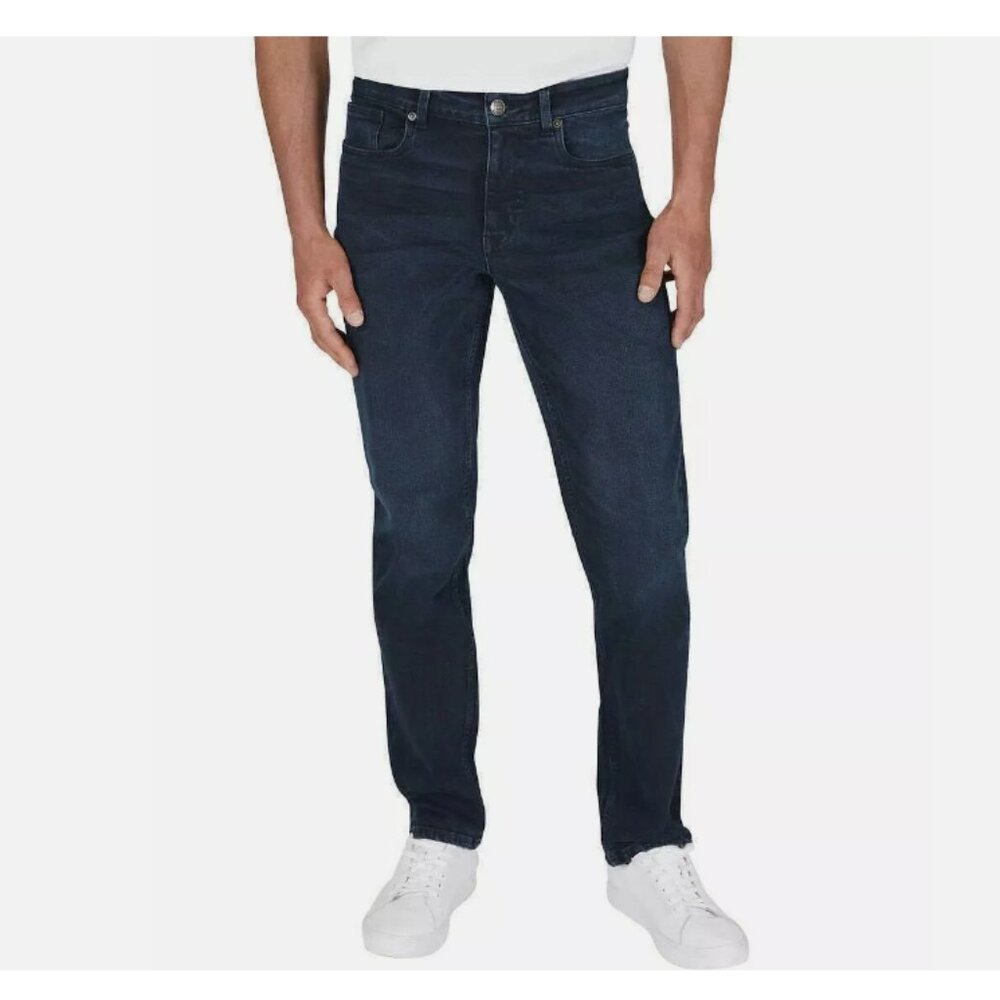 DKNY Men's Duane Straight Fit  Dark Blue Jeans